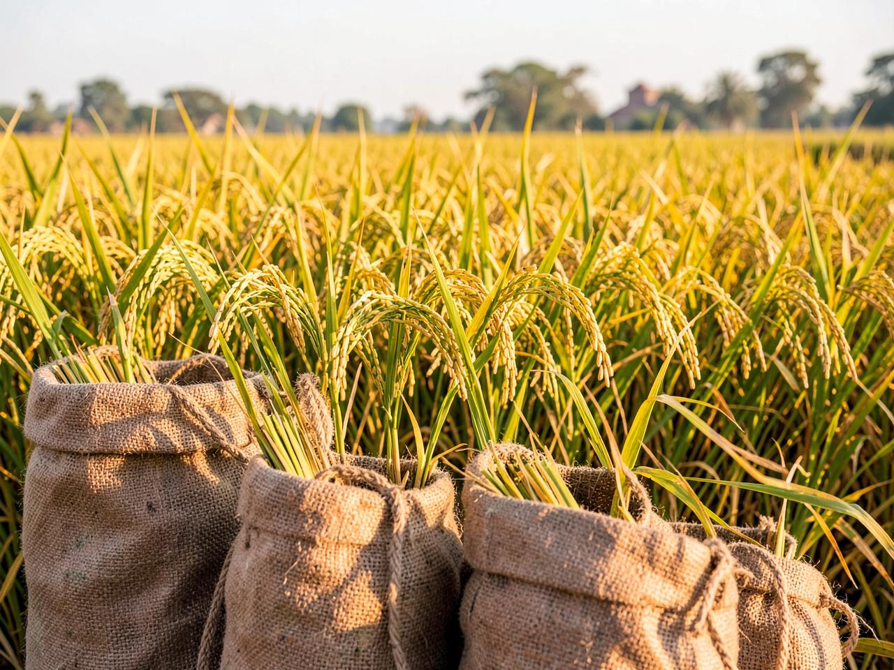 Golden basmati rice harvest